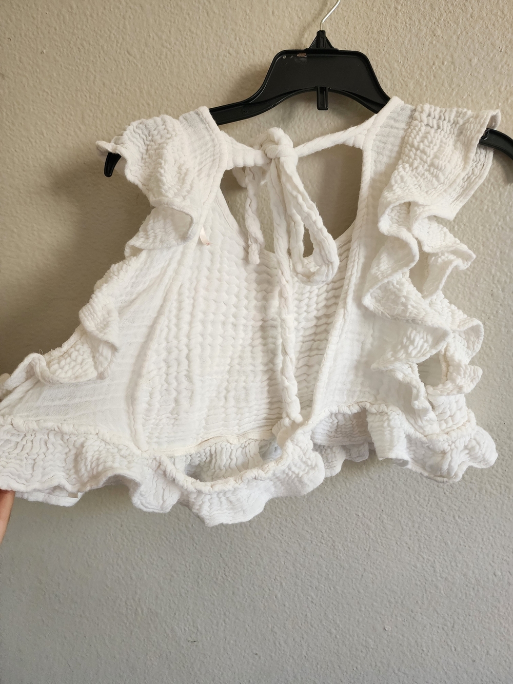Free People White Textured Ruffle Crop Top - Picture 5 of 7